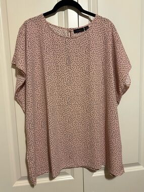Halogen Pink Polka Dot Short Sleeve Blouse